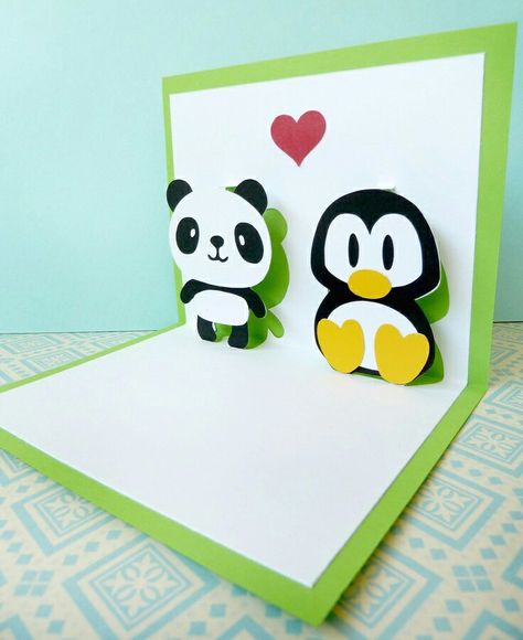 Panda Valentines, Handmade Greeting Card Designs, Panda Card, Love Pop, Pop Up Art, Sorority Sisters, Birthday Diy, Animal Cards, Gifts Cards