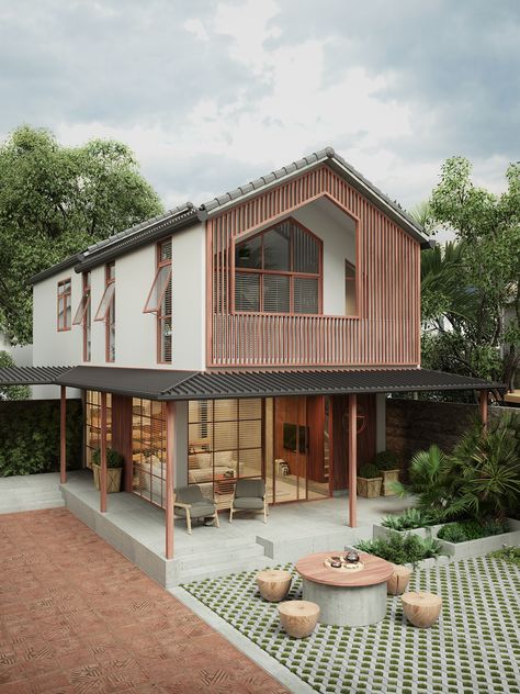 House In The Tropics, Muji Exterior, Wooden House Craft, House Design Tropical, Small House Modern, Wooden House Interior Design, House Craft Ideas, Japan Home Design, Small Wooden House Design