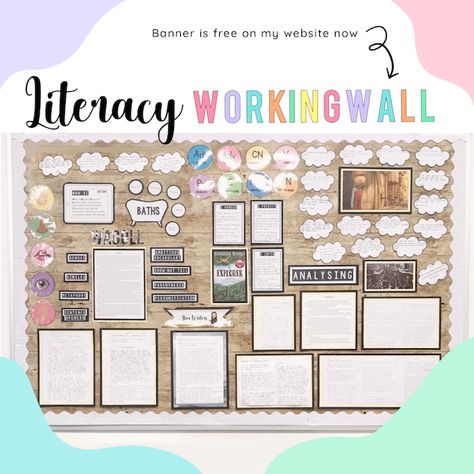 Classroom Displays Ks1, Year 3 Classroom Ideas, Literacy Working Wall, Working Wall Display, English Classroom Displays, Secondary English Classroom, Classroom Wall Displays, Maths Working Wall, Literacy Display