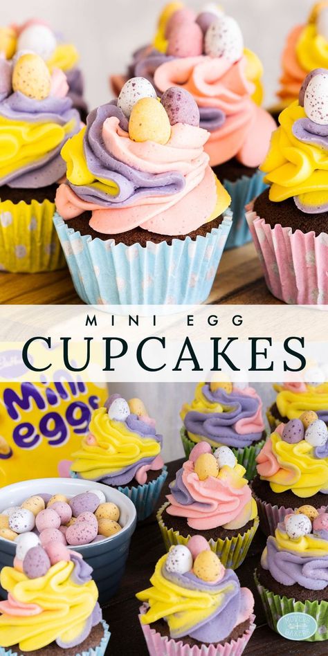 Mini Egg Cupcakes, Easter Themed Recipes, Alcoholic Cupcakes, Easter Brownies, Moist Chocolate Cupcakes, Egg Cupcakes, Chocolate Cupcakes Moist, Easy Cupcake Recipes, Mini Egg