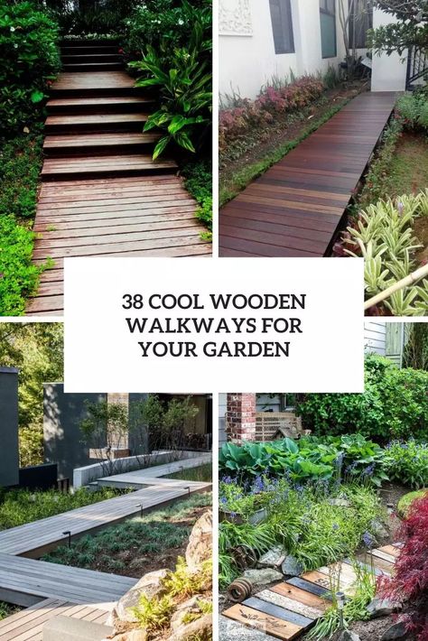 cool wooden walkways for your garden cover Rustic Outdoor Spaces, Relaxing Outdoor Spaces, Boho Outdoor Space, Stepping Stone Pathway, Wooden Pathway, Garden Cover, Wood Walkway, Wooden Path, Modern Outdoor Spaces