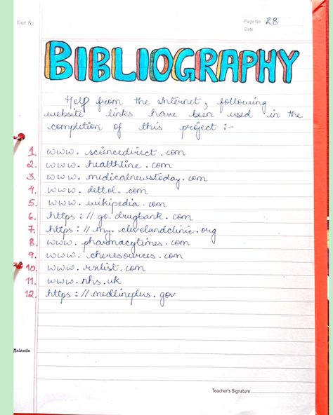 Follow for more ideas Maths Project Heading Design, How To Write Bibliography For Project, Cyclone Project Cover Page, Acknowledgement Heading Design, Chemistry File Decoration, Written Project Ideas, Maths Practical File Cover Design, Bibliography Aesthetic, Bibliography For School Project Design