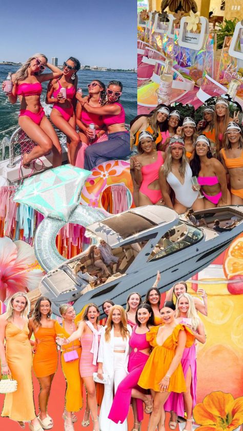 Tequila sunrise bachelorette outfits, sunset outfit, bachelorette theme, bachelorette outfits, boat sunset Tequila Sunrise Bachelorette, Bachelorette Outfit Themes, Sunset Outfit, Boat Sunset, Boat Theme, Bachelorette Theme, Wedding G, Bachelorette Party Planning, Bachelorette Themes