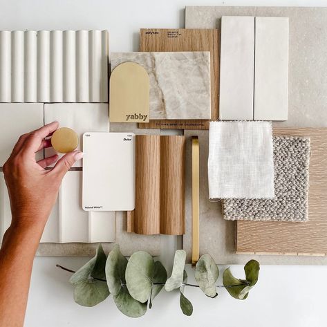 INTERIOR DESIGN | STYLING & DECORATING (@studio.lux.interiors) • Instagram photos and videos Sample Board Interior Design, Paper Interior Design, Wall Paper Interior, Coastal Mood Board, Upcycle Furniture Ideas, Dulux Natural White, Japandi Bathroom, Kitchen Color Schemes, Scandi Japandi