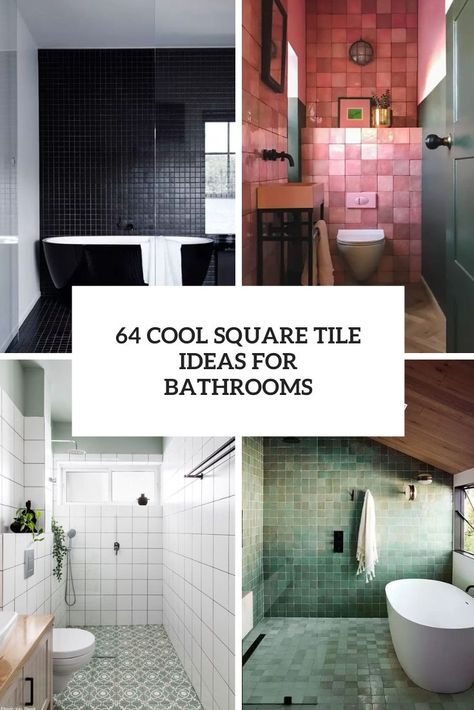 cool square tile ideas for bathrooms cover Small Square Tile Bathroom Floor, Simple Bathroom Tiles Design Ideas, Small Square Tile Bathroom, Square Shower Tile, Square Bathroom Tile, Square Tile Patterns, Square Tile Bathroom, Attic Shower, Ideas For Bathrooms