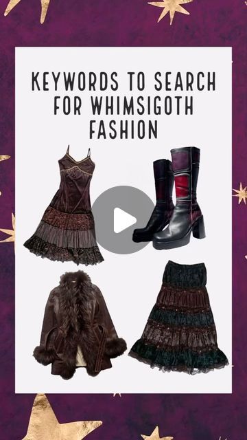 Love Vintage on Instagram: "Keywords to use when searching for whimsigoth fashion 🔮🖤 #whimsigoth #witchy #90svintage #pinterest #moodboard #whimsygoth #gothfashion  ~ photos from Pinterest, not our stock ~" Shein Keywords, Instagram Keywords, Whimsigoth Fashion, Pinterest Moodboard, Shein Codes, Love Vintage, Goth Fashion, Mood Board, Wardrobe