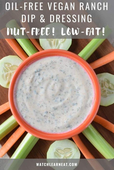 Silken Tofu Dip Recipes, Tofu Ranch Dressing, Vegan Ranch Dip, Oil Free Salad Dressing, Fat Free Vegan, Vegan Ranch Dressing, Oil Free Vegan Recipes, Vegan Salad Dressing, Fresh Eats