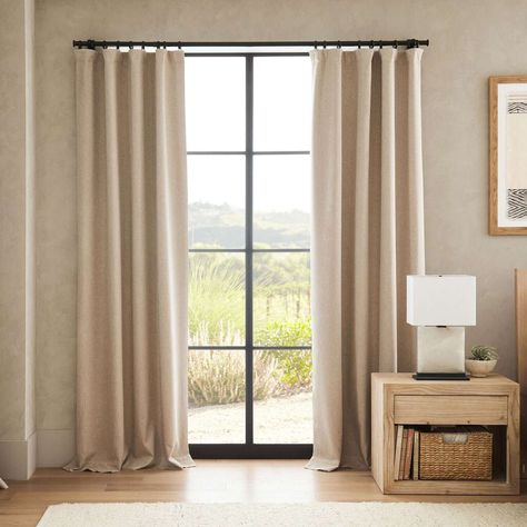 Bedroom Blackout Curtain Ideas, Oatmeal Bedroom, Neutral Bedroom Curtains, Beige Curtains Bedroom, Neutral Curtain, Cream Blackout Curtains, Bedroom Blackout Curtains, Tan Curtains, Tan Paint Colors