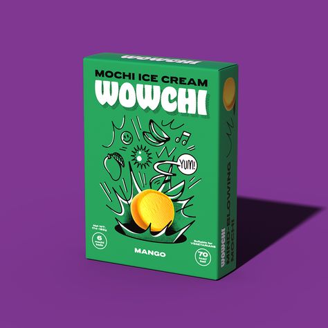 Wowchi Mochi's Vibrant Packaging Design Reflects The Brand's Outgoing Personality | Dieline - Design, Branding & Packaging Inspiration Mochi Packaging, Ice Cream Mochi, Cream Mochi, Outgoing Personality, Mochi Ice, Kids Packaging, Mochi Ice Cream, Vibrant Packaging, Packaging Food