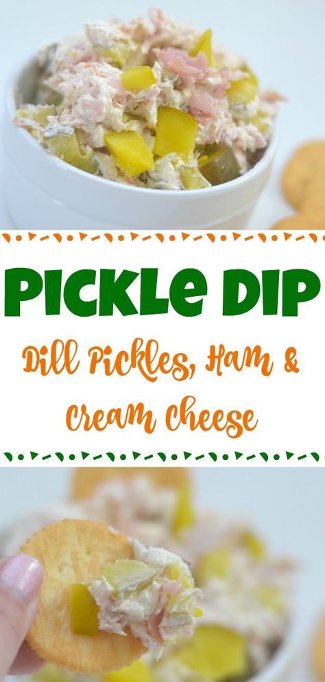 Easy ham and pickle dip, pickle dip recipes, easy pickle dip recipes, Dill Pickle Dip - Love those dill pickle wraps?, Creamy Dill Pickle Dip is going to be THE dip you'll want to bring to all your summer potlucks. It is super easy to make and a crowd pleaser! Ham Dip Recipe, Ham And Pickle, Ham Dip, Pickle Dip Recipe, Pickle Wraps, Pickle Appetizers, Easy Pickle, Dill Pickle Dip, Appetizers Easy Dips