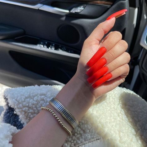 Matte red acrylics Red French Tip With Black Line, French Nails Outline, French Tips With Black, Black French Tip Nail, Red Acrylics, Red French Tips, Red French Tip, Black French Tip, Acrylic Gel Nails