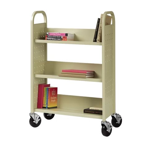 Hirsh Industries Metal Sloped-Shelf Book Cart & Reviews | Wayfair Library Cart, Book Carts, Book Cart, Chrome Ball, Inbox Zero, Storage Cart, Business Furniture, Can Organizer, Shelf Styling