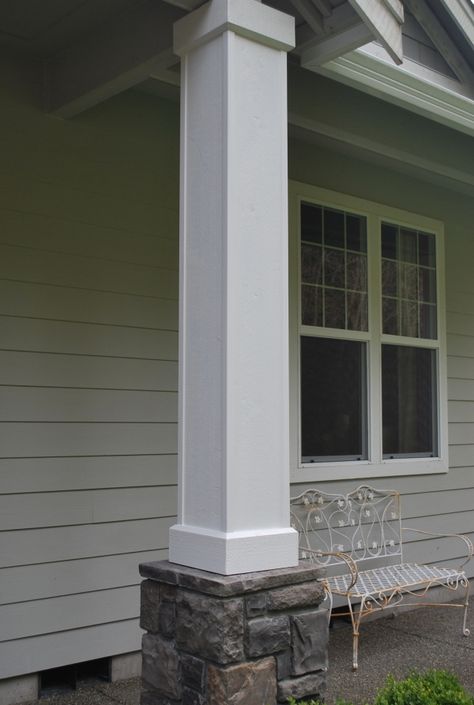 Front Porch Columns | A Gathering Place Porch Post Ideas, Porch Column Ideas, Front Porch Pillars, Porch Pillars, Fiberglass Columns, Front Porch Columns, White Porch, Front Porch Makeover, Porch Remodel