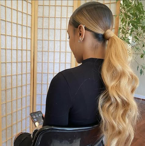 Extended Ponytail, Low Ponytail Hairstyles, Slicked Back Ponytail, Weave Ponytail Hairstyles, Blonde Ponytail, Sleek Ponytail Hairstyles, Hair Ponytail Styles, Low Ponytail, Sleek Ponytail