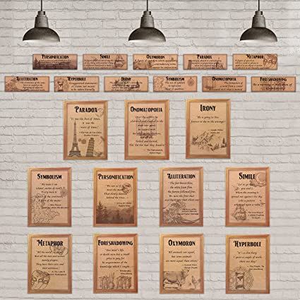 Amazon.com: 22 Pieces Literature Posters Classroom Decorations Elements of English Language and Literature Vintage Grammar Educational Posters English Art Print for Middle High School English Teacher Gifts : Office Products Mini Classroom, Literature Posters, Grammar Posters, Literary Terms, Posters Classroom, English Posters, English Teacher Gifts, Romantic Questions, Classroom Quotes