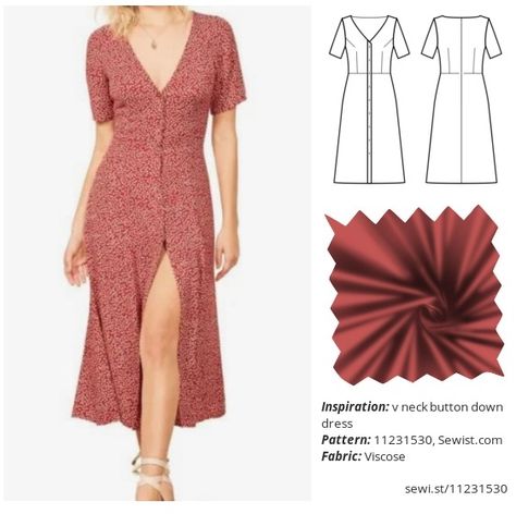 Button Up Dress Pattern, Button Down Dress Pattern, Button Dress Pattern, Clothing Sewing Patterns, Sewing Pattern Pieces, Long Dress Patterns, Dress Patterns Free, Clothes Sewing Patterns, Button Up Dress