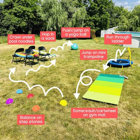 Obstical Course Ideas, Outdoor Obstacle Course, Toddler Obstacle Course, Obstacle Course Ideas, Backyard Obstacle Course, Kids Obstacle Course, Course Ideas, Science Camp, Gross Motor Activities