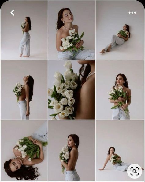 Photoshoot White Backdrop, Floral Photoshoot Ideas, Photo Shoot With Flowers, Mother Day Photoshoot, Mother Day Photoshoot Mini Sessions, Shooting Photo Studio, Photo Pregnant, Baked Gifts, Portret Feminin