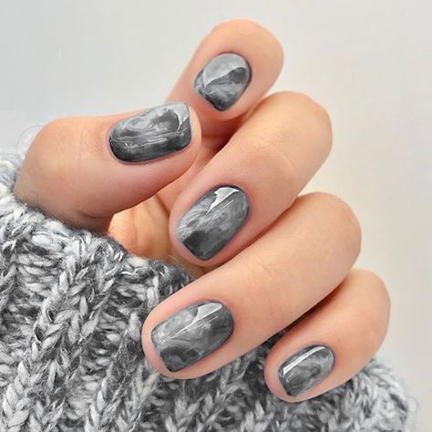 Nails Gray Design, Grey Nails Design, Nail Art Marble, Grey Nail Designs, Hello Nails, Subtle Nails, Grunge Nails, Minimal Nails, Gray Nails