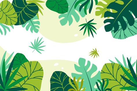 Tropical leaves background | Free Vector #Freepik #freevector #background #summer #nature #wallpaper Tropical Background Landscape, Summer Nature Wallpaper, Tropical Leaves Background, Tropical Leaves Wallpaper, Herb Wreath, Background Flowers, Background Summer, Leaves Background, Tropical Background