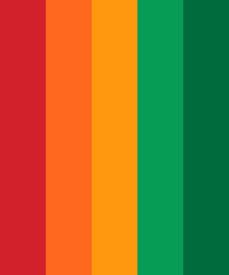 Red, Orange and Green Color Palette Red Orange And Green Color Palette, Red Yellow Green Color Palette, Color Schemes Red, Jamaican Colors, Green Color Scheme, Red Names, Orange Palette, Hexadecimal Color, Green Name