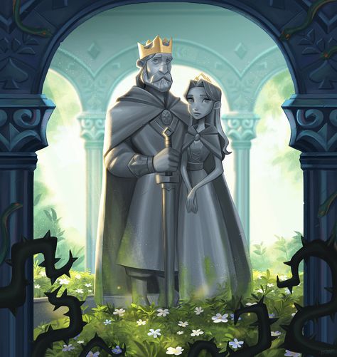 King’s Garden, miacat miacat on ArtStation at https://www.artstation.com/artwork/9bwgQ King And Queen Art, Disneysea Tokyo, King Drawing, Fairy Circle, Queen Drawing, Pencil Test, Queen Art, King Art, 캐릭터 드로잉