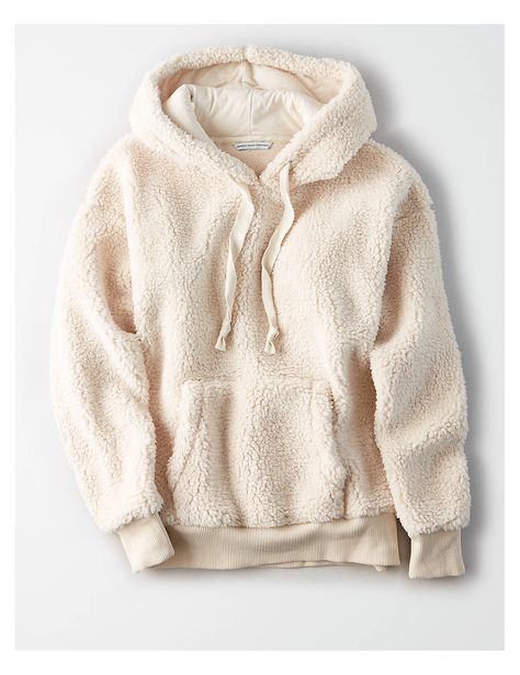 AE Fuzzy Teddy Sherpa Hoodie, Cream | American Eagle Outfitters Hoodie Cream, Stylish Hoodies, Trendy Hoodies, Sherpa Hoodie, Cute Comfy Outfits, Mens Outfitters, Cozy Fashion, Comfy Outfits, Cute Casual Outfits