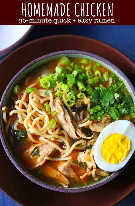 Homemade Chicken Ramen. A filling nutritious soup full of protein, vegetables, and soothing broth. Perfect boost for your immune system! www.modernhoney.com #wellnessyourway @kroger Ramen Homemade, Homemade Chicken Ramen, Ramen Easy, Chicken Ramen Noodle Recipes, Ramen Noodle Recipes Soup, Ramen Soup Recipes, Chicken Ramen Recipe, Ramen Recipes Easy, Ramen Broth