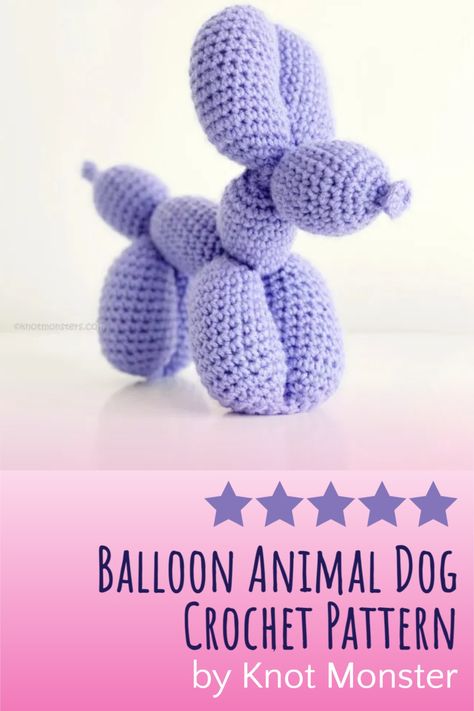 Free Crochet Patterns Balloon Dog, Amigurumi Balloon Animal Free Pattern, Balloon Animal Crochet Pattern, Dog Balloon Crochet, Amigurumi Balloon Dog Free Pattern, Crochet Ballon Animals Free Pattern, Crochet Ballon Animals, Ballon Dog Crochet Pattern Free, Ballon Dog Crochet Pattern