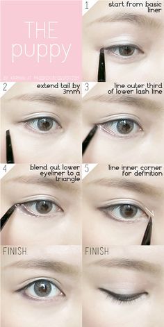 10 Ways To Wear Eyeliner for Everyday Looks | MADOKEKI makeup reviews, tutorials, and beauty Puppy Eyes Makeup, Puppy Eyeliner, Peach Eye, Teknik Makeup, American Makeup, Makeup Asian, Korean Makeup Tips, 10 Ways To Wear, Korean Makeup Tutorials