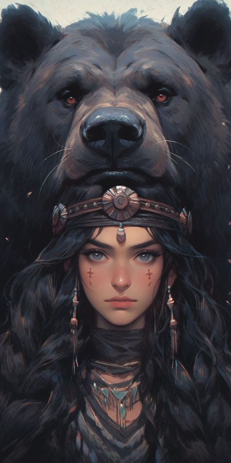 Evvi Art, Japon Illustration, Bear Art, Arte Fantasy, Digital Art Girl, Fantasy Artwork, Character Portraits, الرسومات اللطيفة, Fantasy Creatures