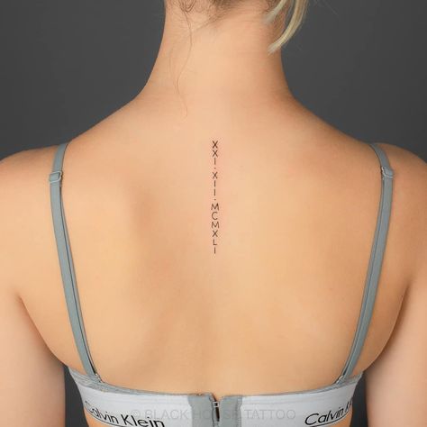 11+ Women's Roman Numerals Tattoo Ideas That Will Blow Your Mind! 10 Outsons Roman Numeral Tattoo On Women, Roman Numeral Spine Tattoos For Women, Roman Numeral Back Tattoo Women, Parents Birthday Tattoo Roman Numerals, Spine Roman Numeral Tattoo, Roman Numerals Wrist Tattoo, Feminine Roman Numeral Tattoo, Roman Numeral Tattoo Placement Women, Roman Numeral Back Tattoo