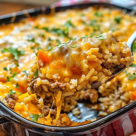 Ground Beef And Rice Recipes, Rice And Ground Beef, Hamburger Rice Casserole, Hamburger Rice, Rice Bake, Ground Beef Casserole Recipes, Rice Casserole Recipes, Hamburger Casserole, Savory Dinner