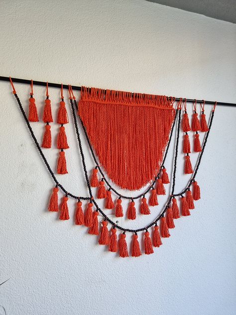 Orange Macrame, Macrame Garland, Halloween Garland, Pumpkin Decor, Nursery Wall Decor, Nursery Walls, Bunting, Macrame, Decorative Items