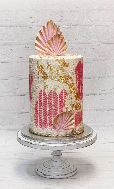 Pink-gold double barrel cake Double Barrel Cake, Barrel Cake, Double Barrel, Pink And Gold, Barrel, Cake, Pink