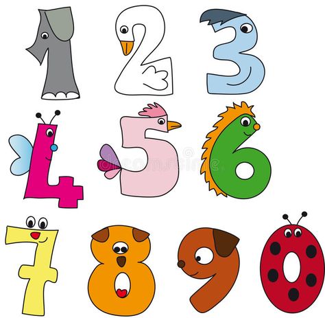 Illustration about Illustration of nice Colored numbers. Illustration of beak, comic, four - 14389012 Math Number Cards, Number Crafts, Alphabet Crafts Preschool, Free Printable Numbers, Number Drawing, Alphabet Crafts, Numbers For Kids, Numbers Preschool, Math Activities Preschool