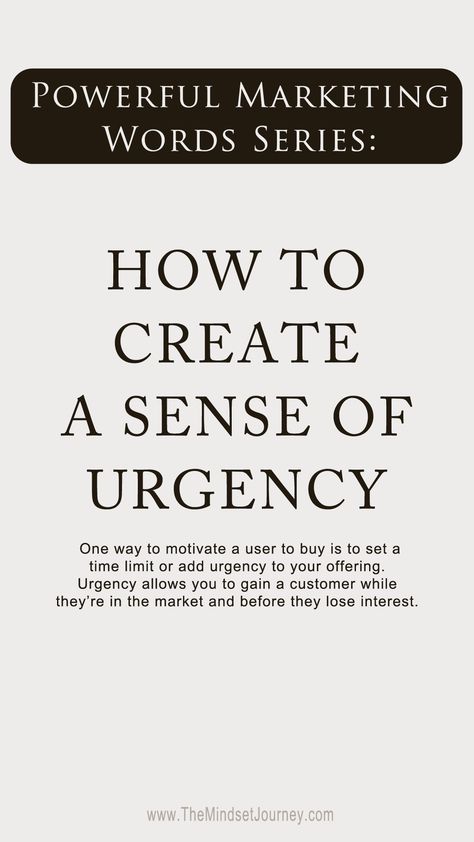 Sense Of Urgency, Marketing Words, Social Media Marketing Business, Motivational Messages, Mental And Emotional Health, Lesson Quotes, Life Lesson Quotes, Entrepreneur Quotes, Emotional Health