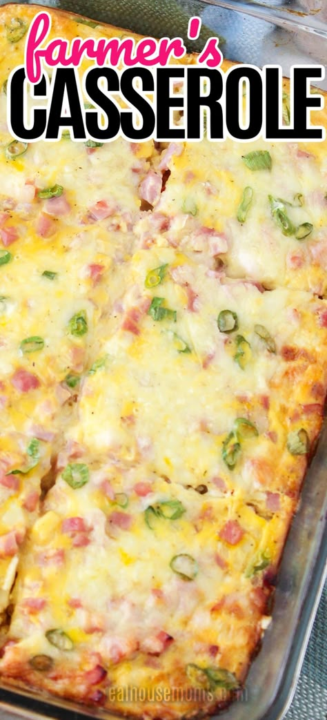 Ham And Cheddar Breakfast Casserole, Sliced Ham Breakfast Recipes, Sausage Bacon Ham Egg Casserole, Eggs Ham Hashbrown Casserole, Ham And Egg Breakfast Casserole Potatoes, Breakfast With Ham And Eggs, Farmers Egg Casserole, Breakfast Casserole Ham Potatoes, Ham Cheese Casserole Breakfast