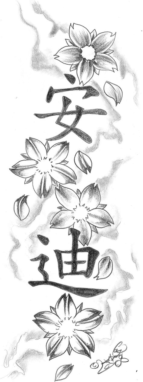 Blossom kanji Tattoo Design by 2Face-Tattoo.deviantart.com on @DeviantArt Kanji Tattoo, Chinese Symbol Tattoos, Japanese Flower Tattoo, Japanese Tattoo Symbols, Hand Tattoos For Girls, Cute Hand Tattoos, Pretty Hand Tattoos, Neck Tattoos Women, Muster Tattoos