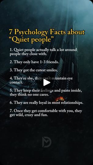 666 reactions · 134 shares | 👇Read, save it & follow 

🧠 Recognize your worth. Your words, thoughts, and presence are significant. Follow @the.mindsetdrive 

Read Here ⬇️

7 Psychology Facts about “Quiet people”
1. ���Quiet people actually talk a lot around people they close with.
2. ���They only have 1-3 friends.
3. ���They got the cutest smiles.
4. ���They’re shy, they can’t maintain eye contact.
5. ���They keep their feelings and pains inside, they think no one cares.
6. ���They are really loyal in most relationships.
7. ���Once they get comfortable with you, they get wild, crazy and fun.

❗️Save this ree 

Comment down if you want 2nd part ✨

 👉[ Save For Later ]

10 skills that will pay off forever skills development personality growth success lifestyle luxury millionaire mindset s Personality Growth, Talk A Lot, Quiet People, Shared Reading, 3 Friends, Eye Contact, Millionaire Mindset, Skills Development, Psychology Facts