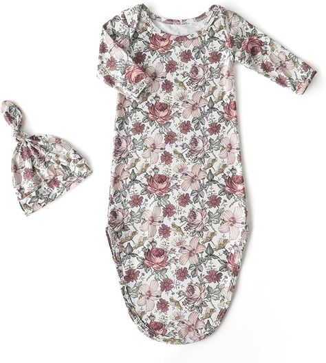 Amazon.com: Little Jump Newborn Baby Boys Girls Knotted Gown Hat Set Soft Infant Sleeper Baby Sleep Gown (Vintage Floral): Clothing, Shoes & Jewelry Baby Sleeper, Newborn Baby Boys, Floral Clothing, Sleep Gown, Gown Vintage, Baby Sleepers, Baby Boy Newborn, Baby Sleep