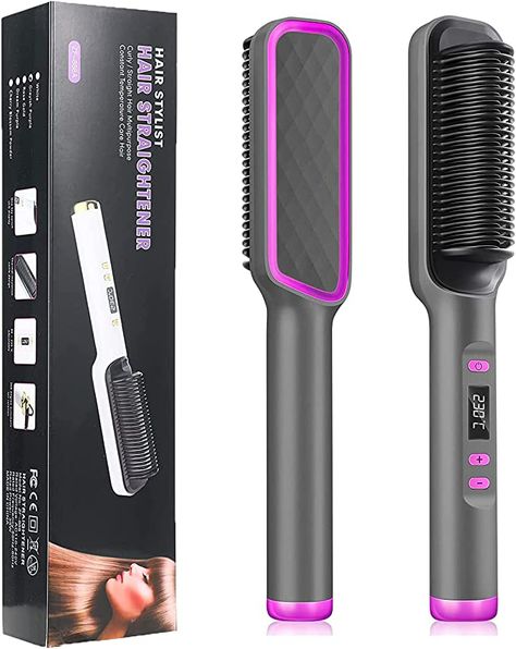 Amazon.com : DBHNEN Hair Straightener Brush, 30-Speed Negative Ion Hair Straightener Styling Comb, Hot Comb Electric, 5 Temp Settings Hair Styling Tools Fast Heated Hair Brush Suitable for Home and Salon : Beauty & Personal Care Best Hair Straightener Brush, Heated Hair Brush, Comb Straightener, Brush Straightener, Curl Care, Hot Comb, Hot Brush, Hair Salon Tools, Hair Dryer Straightener