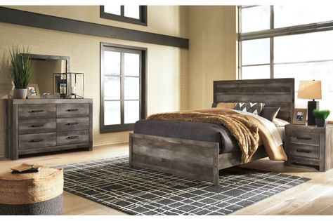 Signature Design by Ashley Wynnlow 5-Piece Queen Bedroom Set- Room View 5 Piece Bedroom Set, Queen Panel Beds, Twin Bedroom, Bedroom Panel, Grey Panels, Queen Bedroom, King Bedroom, Gray Bedroom, Panel Headboard