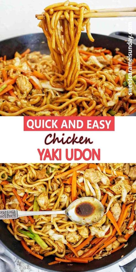 Udon Noodle With Chicken, Asian Chicken Noodles Recipe, Chicken Stir Fry With Udon Noodles, Stir Fry Udon Noodles Chicken, Noodle Stir Fry Recipes Chicken, Chicken With Udon Noodles, Udon Noodle Chicken, Chicken And Udon Noodle Recipe, Stir Fry Chicken And Noodles