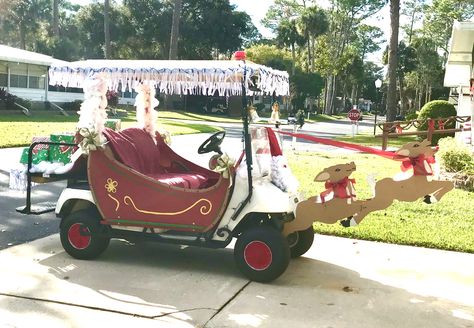 How To Decorate A Golf Cart For Christmas Parade, Gingerbread Golf Cart, Golf Cart Christmas Parade Ideas, Golf Cart Christmas Decorating Ideas, Christmas Golf Cart Parade Ideas, Christmas Trunk Or Treat Ideas, Christmas Golf Cart, Trunk And Treat, Christmas Trunk Or Treat