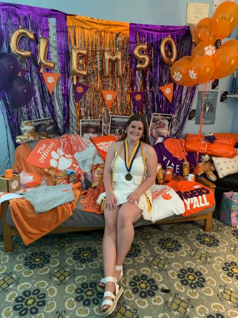 Clemson Party Ideas, Clemson Graduation Party, Clemson Party, University Party, Bed Party, Clemson University, Graduation Ideas, Senior Year, Graduation Party