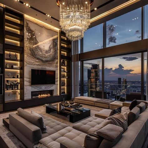 Living Room Penthouse, Penthouse Living Room, Dream Life House, Family Room Decorating, Luxury Homes Interior, Luxury Homes Dream Houses, Design Your Dream House, Luxury Apartments, Dream House Plans