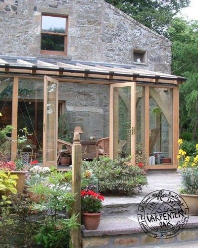 Glazed Green Oak Conservatory Extension in Fife, Scotland Sunroom Conservatory, Conservatory Addition, Bungalow Porch, Small Conservatory, Lean To Conservatory, Conservatory Extension, Cottage Extension, Glass Porch, Garden Room Extensions