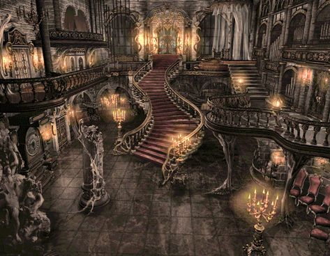 Inside This Castle Castle Hallway, Vampire Castle, Dark Castle, Gothic Castle, Castles Interior, Castle Wall, Fantasy Castle, Gothic Aesthetic, Fantasy Places