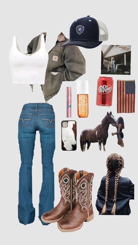 country girl fit #western #cowgirl #countrygirl #usa Country Style Women Outfits, Outfit Ideas Country Girl, Long Sleeve Country Outfits, Country Side Outfit Girl, Western Style Inspiration, Cute Country Outfits For School For Highschool, Cowgirl School Outfits, Southern Girl Aesthetic Outfits, County Outfit Ideas